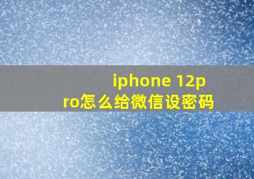 iphone 12pro怎么给微信设密码